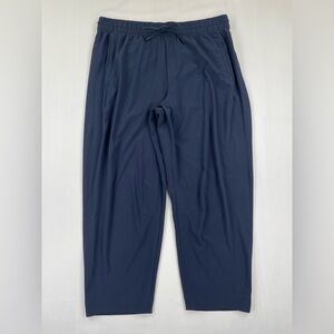 Athleta Arrival Pants Womens 14 Navy Blue Straight Leg Cropped Ankle Softshell